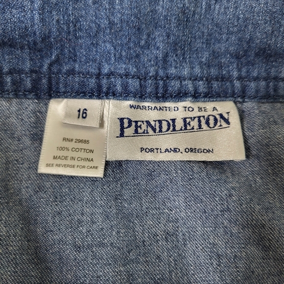 Vintage Pendleton Blue Midi A-Line Jean Skirt. Size 16 - Picture 11 of 11